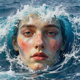 wave subsumes the face of time ; 3 d wave face hyper render by rafael grassetti ; detail rich ; saturated with emotion ; details which provoke awe
