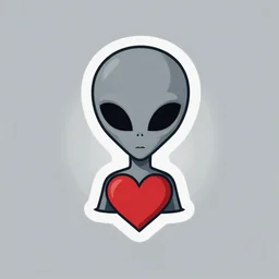 logo of a Grey Alien Dating App, heart, design
