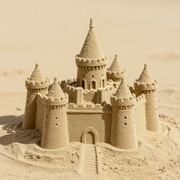 Real size castle made of sand, 35mm photograph,