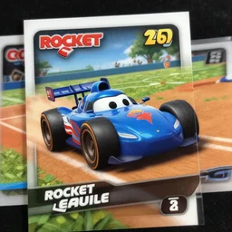 rocket league car on a baseball trading card