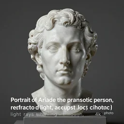 “Portrait of Aristotle the prismatic person, refracted light, caustics, light rays shining through, 4k photo”