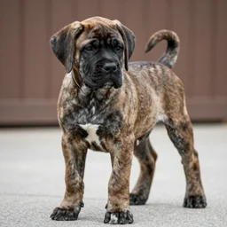 brindle bullmastiff puppy boxing