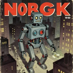 ( ( ( ( ( 1 9 5 0 s pulp science fiction magazine cover art robot dark city. muted colors. ) ) ) ) ) by jean - baptiste monge!!!!!!!!!!!!!!!!!!!!!!!!!!!!!!