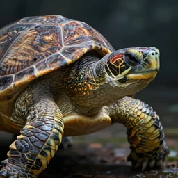 turtle where the head is replaced by the face of a soulless man