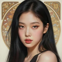 portrait of jossi of blackpink, fractal goddess, highly detailed, digital painting, smooth, sharp focus, illustration, ultra realistic, 8 k, art by artgerm and alphonse mucha