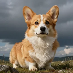 colossal corgi, artwork by raphael lacoste, epic, cute