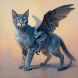 painting of hybrid cat!!! and ( ( ( ( raptor ) ) ) ) fused together, intercrossed animal, by zdzislaw beksinski, by lewis jones, by mattias adolfsson, cold hue's, warm tone gradient background, concept art, digital painting