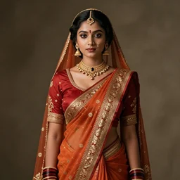 beautiful young assamese princess wearing bihu mekhela costume ; portrait by artgerm and tom bagshaw ; trending on artstation ; award winning, cinematic natural dramatic lighting, studio photography by annie leibovitz