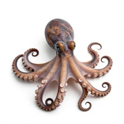 octopus, photorealistic wildlife photography, full body, isolated on a pure white background, centered, entire subject in frame, sharp focus, soft studio lighting