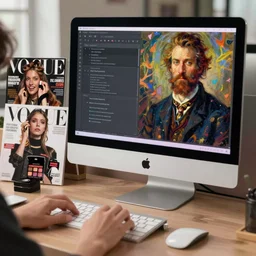 computer programmer, software engineer, apple imac monitor, typing on keyboard, typing on keyboard, typing on keyboard, vogue women's fashion beauty celebrity magazine, chanel makeup, ilya kuvshinov, john singer sargent, digital art illustration, impressionist oil painting, trending on artstation, intricate