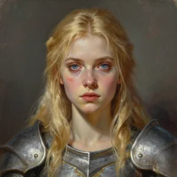 a fantasy style portrait painting of shy white female paladin with blonde hair and blue eyes shy, scar under left eye, holy oil painting unreal 5 daz. rpg portrait extremely detailed artgerm greg rutkowski _ greg