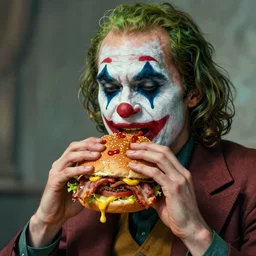 portrait photography of Malcolm Gladwell in clown makeup eating a giant hamburger, extra ketchup and mustard with overflowing bacon lettuce and tomato, cinematic lighting, highly detailed, feminine ethereal, D&D, hearthstone, digital painting, artstation, concept art, smooth, sharp focus, illustration, art by Terry Moore and Greg Rutkowski and Alphonse Mucha