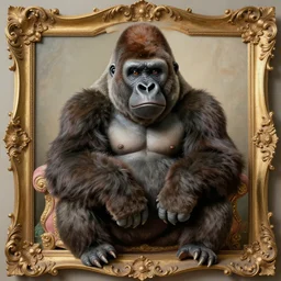 baroque rococo painting posing Fancy Royal Gorilla Greg Hildebrandt Lisa Frank high detail cute whimsical excellent composition