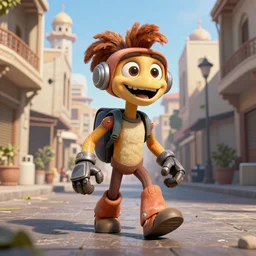 ratchet and clank walking in the streets of Tehran daytime 3d render high quality 4k