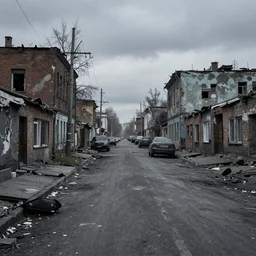 real photo of a post apocalyptic russian street