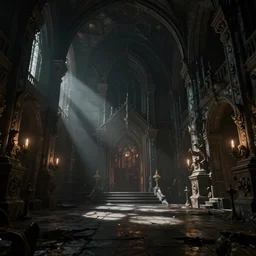 a photorealistic hyperrealistic render of scary fantasy dungeon interior by greg rutkowski, wlop, artgerm, dramatic lighting, strong shadows, volumetric, cinematic atmosphere, octane render, artstation, 8 k