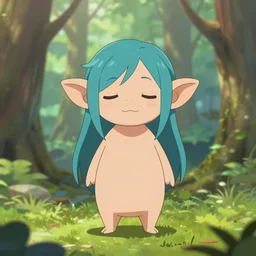 isekai cute chibi tristana yordle, kamisama standing in forest. flat face. aesthetic, golden ratio. beautiful lineart, ranking on contest, artstation, soft lighting, artistic pose, character concept, cinematic, motion blur, chromatic abberation. by insert