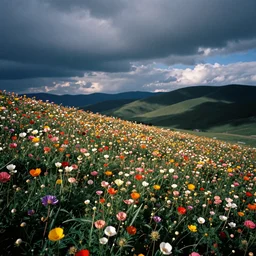 colorful flowers, film photography