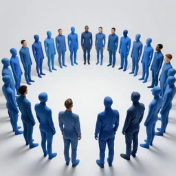 love, diverse blue cybersuits, from behind, connection rituals, wide wide angle, vivid, elaborate, highly detailed, beautiful lighting