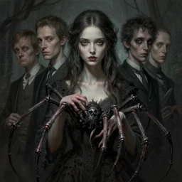 portrait of young woman with extremely long spider - like fingers. digital art by eugene de blaas, ross tran, and nasreddine dinet, lovecraftian color scheme, intricately detailed, in the style of romanticism. artstation, greg rutkowski
