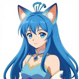 portrait from an anime of a colorful blue starry fox peacock character with giant golden demonic fangs, wearing star filled mage robes, sitting in an illuminated observatory at night, art by yuji ikehata, realism, detailed, proper human proportions, fully clothed