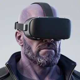 thanos wearing vr headset, highly detailed, intricate, accurate face, trending artstation, pixiv, digital art