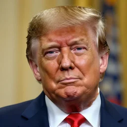 blonde donald trump, photorealistic, warm