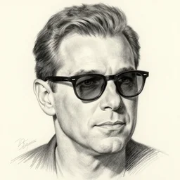 j scott campbell!!! pencil sketch by j scott campbell close up headshot of jean reno in black dark windsor tea shades glasses in the style of jim lee