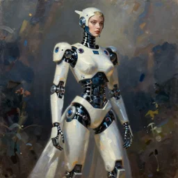 robot diva, fashion, oil painting, ultradetailed on artstation