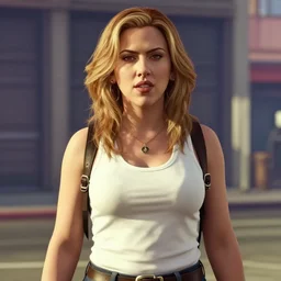 a still from gta V cutscene of Scarlett Johansson as lester