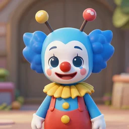 cute blue agender clown with antennae