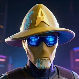 circuitry sombrero captain picard digital sunglasses tng huge hat huge hat, in cyberpunk 2 0 7 7 cp 2 0 7 7 glowing emissive