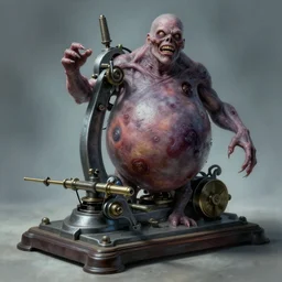 airbrushed awful vovulus herculoid machine by jack kirby, wayne d barlowe, basil gogos, philippe druillet, fine art masterpiece baked at 3 0 0 f, matte painting, cold lighting, aged with sunlight, award winning horror wraparound, photorealistic render, cinematic