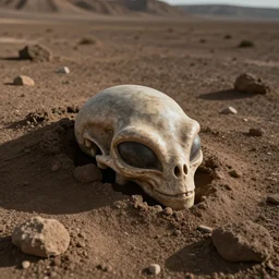 photo on alien fossil half hidden in the Martian soil