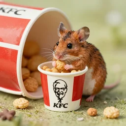 miniature painting, micron detail, watercolors, a small mouse eating a bucket of kfc