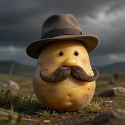 potato with a hat and moustache