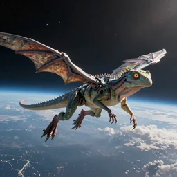 humanoid reptilians flying in space, 4k, photorealistic