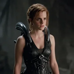 film still of Emma Watson as Ripley in chest buster scene in Alien 1979, 4k