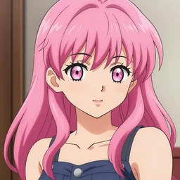 pink hair don't care, anime girl, copic art, prismacolor, anime, super crisp vibrance, ultra giga shading, spicy meme