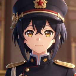 reis gremory smiling as an anime girl with a military uniform headshot, by range murata, ross tran, artisanal art, magical trending on artstation, volumetric lighting, cute - fine - face, intricate detail, by murata range octane render