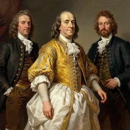 portrait of benjamin franklin wearing an overbust corset and billowing skirt. digital art by eugene de blaas, ross tran, and nasreddine dinet, vibrant color scheme, intricately detailed, in the style of romanticism. artstation, greg rutkowski