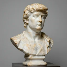 a marble bust of Donald Trump in the style of ancient greece