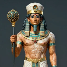 Portrait of enlil sumerian god, holding a strobilus in his left hand, illustration, by James Jean, artgerm, octane render, by John Coltrane and Marc Simonetti, Manic, inspired by Greg rutkowski, colorful, high detail of the face, full body