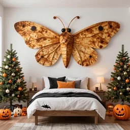 homemade maple moth halloween themed christmas bedroom ideas, high resolution, creative, visually appealling