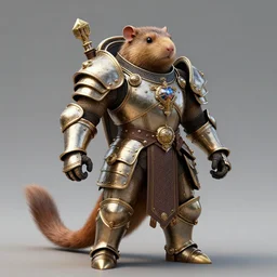 a high octane render of a powerful rodent warrior with glorious, victorian battle armour from the future