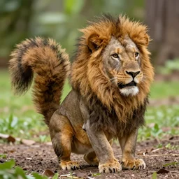 squirrel cosplaying as a lion!!!!!!, realistic
