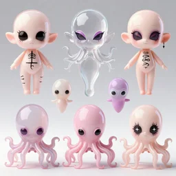 CGI hot topic store lisa frank gothic emo punk vampiric rockstar vampire squid with transparent skin conceptual character designs of various shapes and sizes by genndy tartakovsky and splatoon by nintendo for the new hotel transylvania film starring a vampire squid cthulu kraken monster rockstar wearing a bat shaped poncho cape with platform shoes