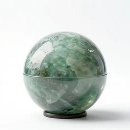 jade glass terrarium globe, clean 3d render, octane render, isolated on a pure white background, centered, entire object in frame, sharp focus, soft studio lighting