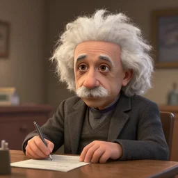 an absent - minded professor from a pixar movie, inspired by einstein