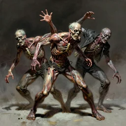 zombie anatomy study in dynamic poses by frank frazetta